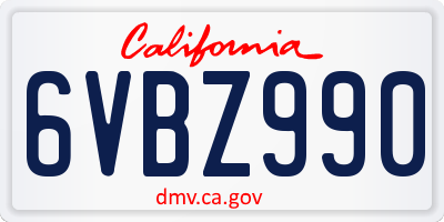 CA license plate 6VBZ990