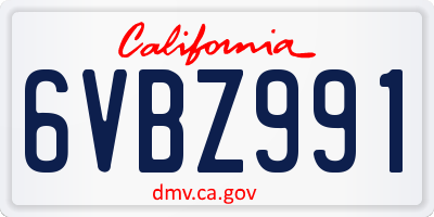 CA license plate 6VBZ991