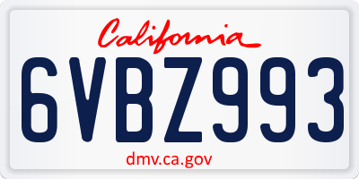 CA license plate 6VBZ993
