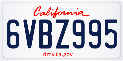 CA license plate 6VBZ995