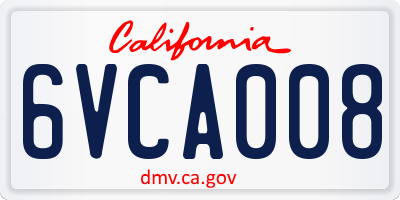 CA license plate 6VCA008