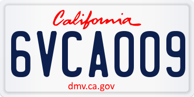 CA license plate 6VCA009