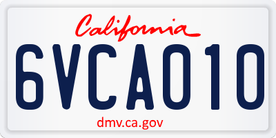 CA license plate 6VCA010