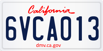 CA license plate 6VCA013