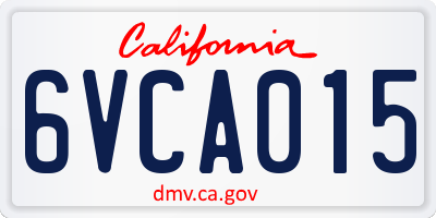 CA license plate 6VCA015