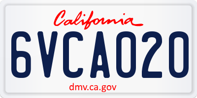 CA license plate 6VCA020
