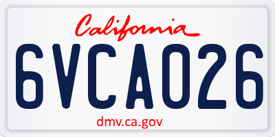 CA license plate 6VCA026