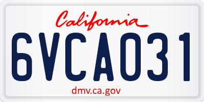 CA license plate 6VCA031