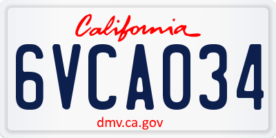 CA license plate 6VCA034