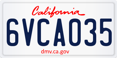 CA license plate 6VCA035