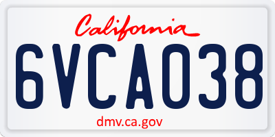 CA license plate 6VCA038