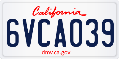 CA license plate 6VCA039