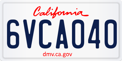 CA license plate 6VCA040