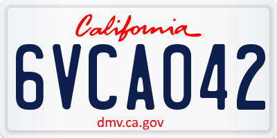 CA license plate 6VCA042