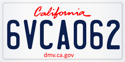 CA license plate 6VCA062