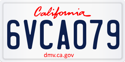 CA license plate 6VCA079