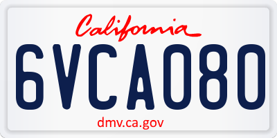 CA license plate 6VCA080