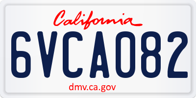 CA license plate 6VCA082