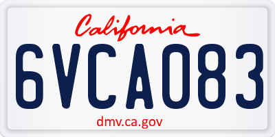 CA license plate 6VCA083