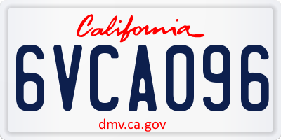 CA license plate 6VCA096