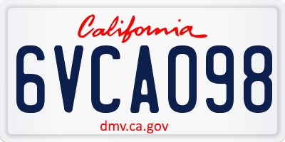 CA license plate 6VCA098