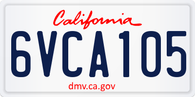CA license plate 6VCA105