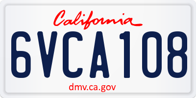 CA license plate 6VCA108