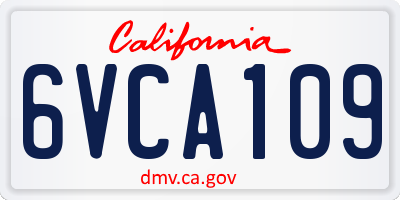 CA license plate 6VCA109