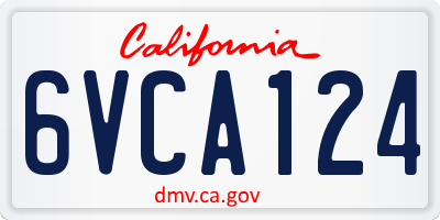 CA license plate 6VCA124