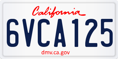 CA license plate 6VCA125