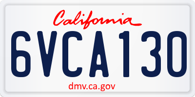 CA license plate 6VCA130