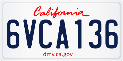 CA license plate 6VCA136