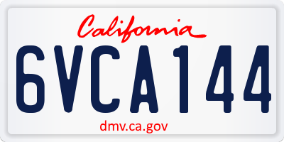 CA license plate 6VCA144