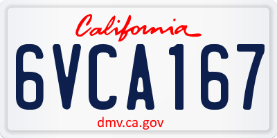 CA license plate 6VCA167