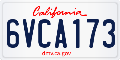 CA license plate 6VCA173