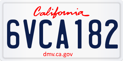 CA license plate 6VCA182