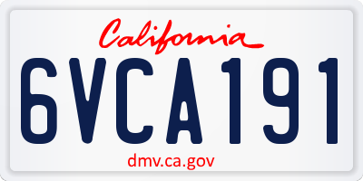 CA license plate 6VCA191
