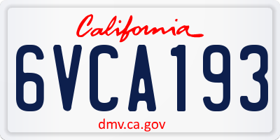 CA license plate 6VCA193