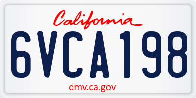 CA license plate 6VCA198