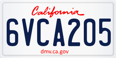 CA license plate 6VCA205