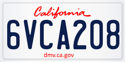CA license plate 6VCA208