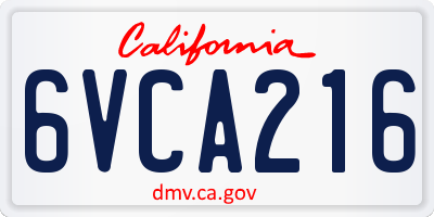 CA license plate 6VCA216