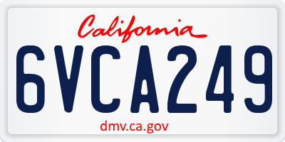 CA license plate 6VCA249