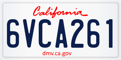 CA license plate 6VCA261