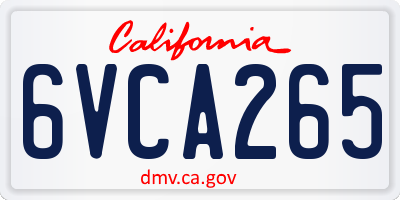 CA license plate 6VCA265