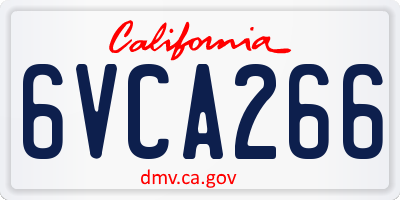 CA license plate 6VCA266
