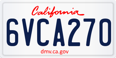 CA license plate 6VCA270