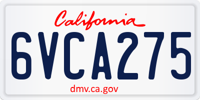 CA license plate 6VCA275