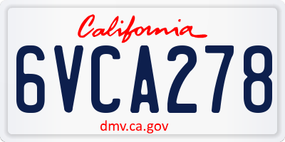CA license plate 6VCA278