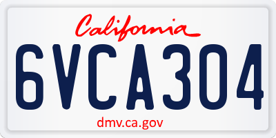 CA license plate 6VCA304